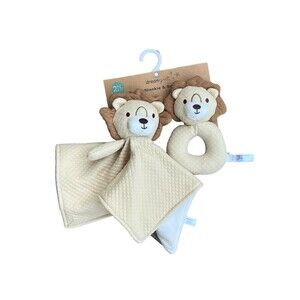 Dream Gro Tan Lion Security Blanket Baby Lovey Rattle Gift Set Unisex New